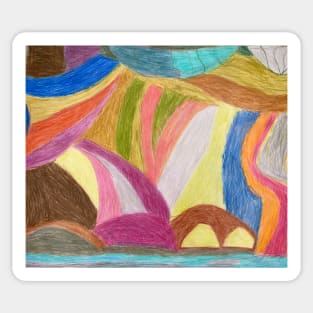 Unusual Coloured Rock Shapes With Unique Colourful Background Sticker